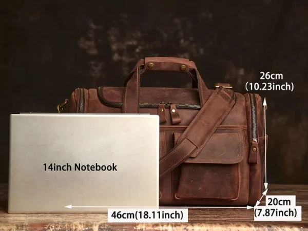 Weekender Travel Bag | Handmade Leather Duffle Bag - Image 5