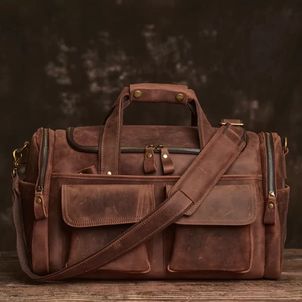 Weekender Travel Bag | Handmade Leather Duffle Bag - Image 2