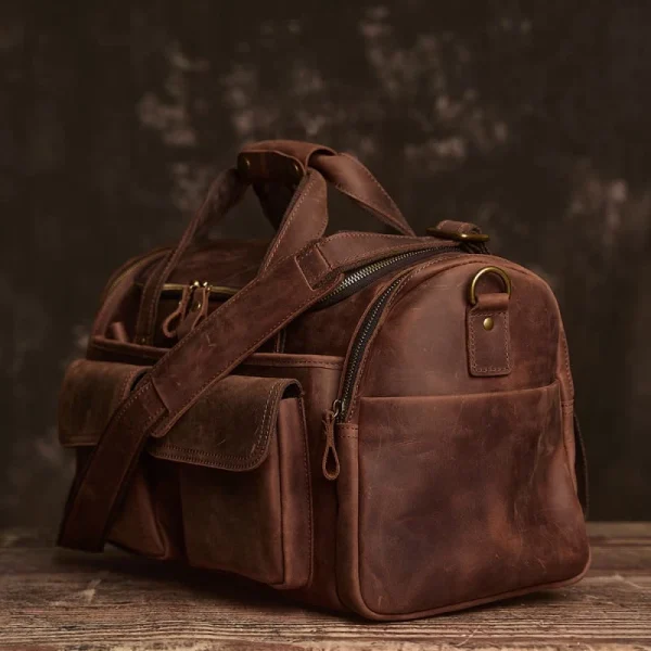 Weekender Travel Bag | Handmade Leather Duffle Bag - Image 3