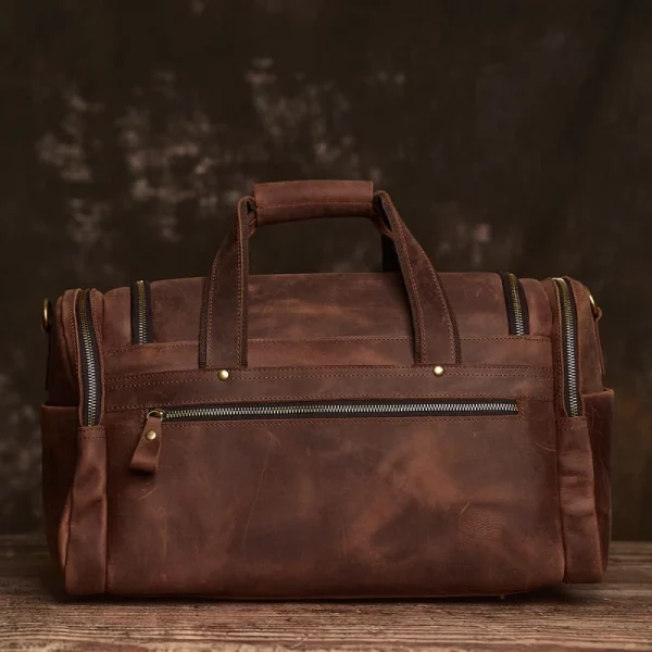 Weekender Travel Bag | Handmade Leather Duffle Bag - Image 4
