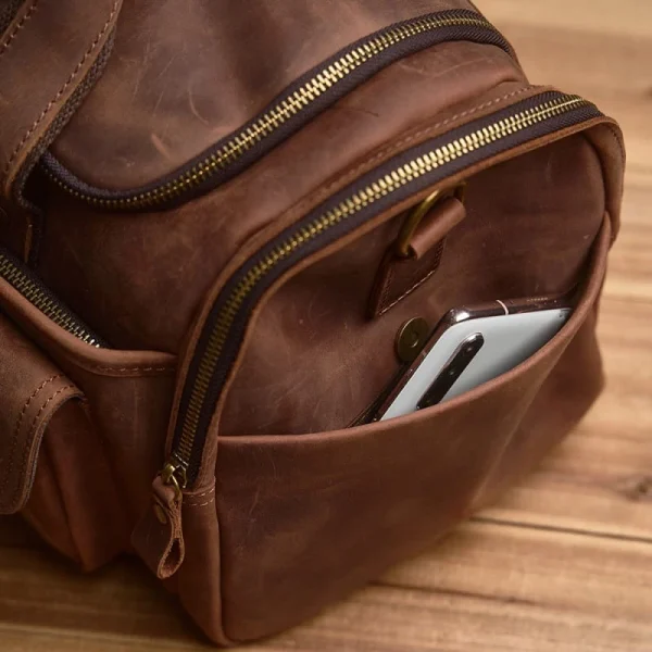 Weekender Travel Bag | Handmade Leather Duffle Bag - Image 12
