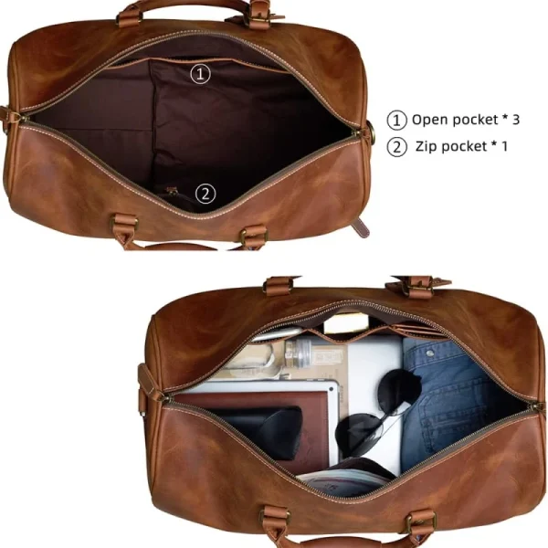Leather Weekender Travel Bag With Shoe Compartment | Wholesale Custom Logo - Image 10