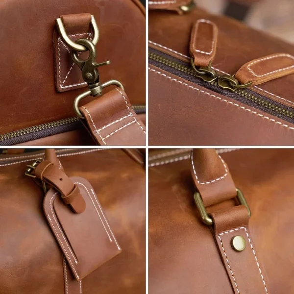 Leather Weekender Travel Bag With Shoe Compartment | Wholesale Custom Logo - Image 8