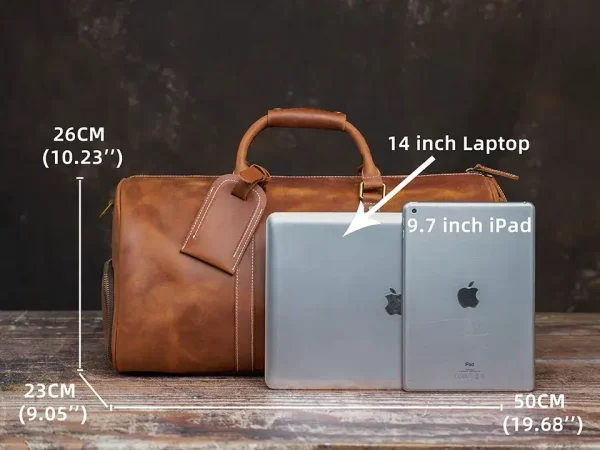 Leather Weekender Travel Bag With Shoe Compartment | Wholesale Custom Logo - Image 5