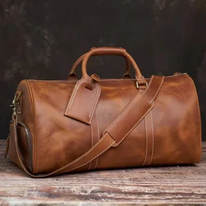 Leather Weekender Travel Bag With Shoe Compartment | Wholesale Custom Logo