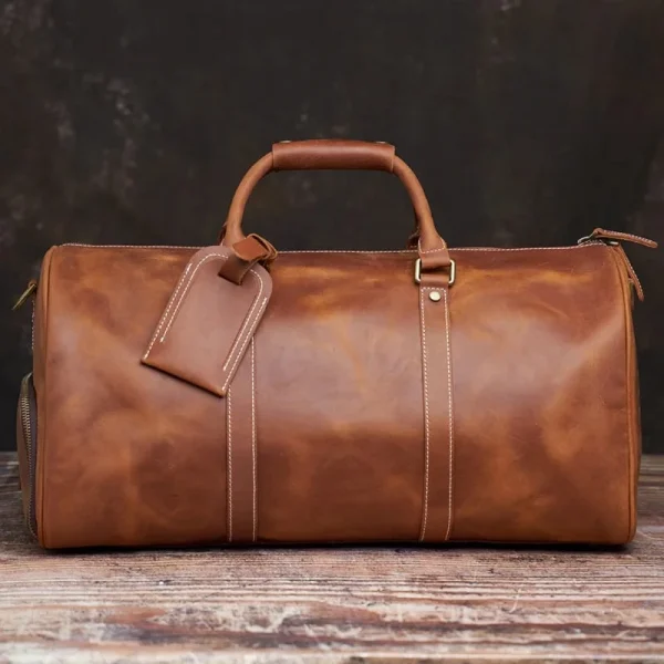Leather Weekender Travel Bag With Shoe Compartment | Wholesale Custom Logo - Image 4
