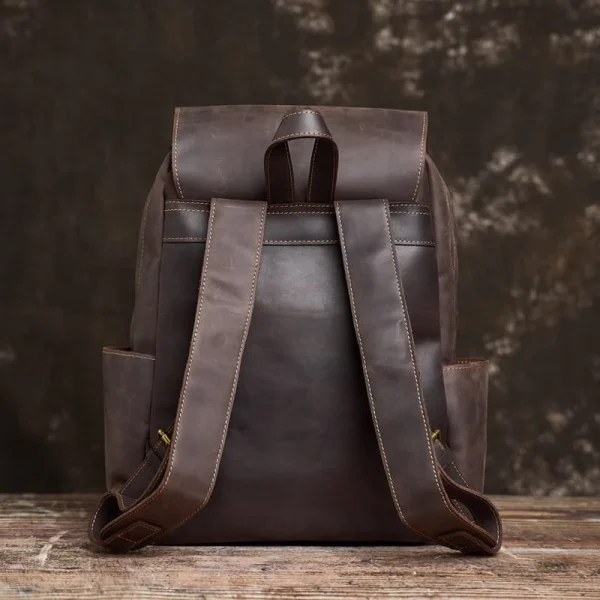 Mens Vintage Leather Backpack For Work - Image 5