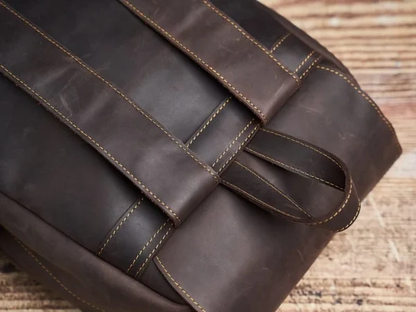 Mens Vintage Leather Backpack For Work - Image 9