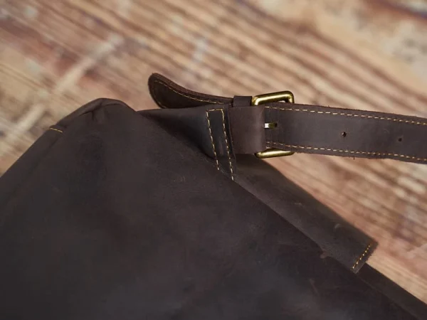 Mens Vintage Leather Backpack For Work - Image 11