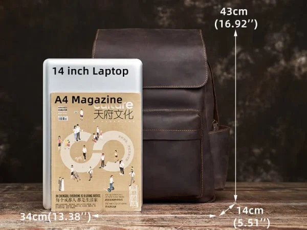 Mens Vintage Leather Backpack For Work - Image 4