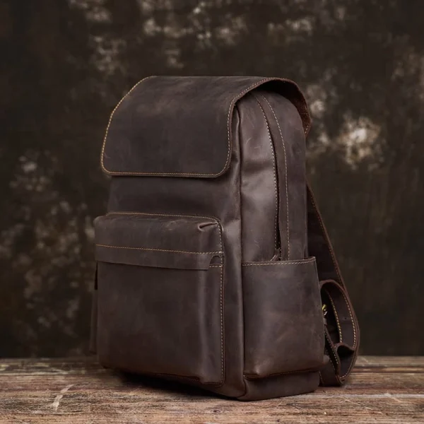 Mens Vintage Leather Backpack For Work - Image 3
