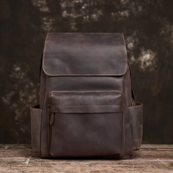 Mens Vintage Leather Backpack For Work - Image 2