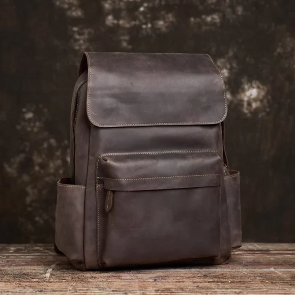 Mens Vintage Leather Backpack For Work