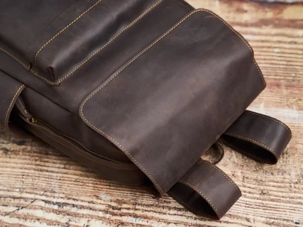 Mens Vintage Leather Backpack For Work - Image 6