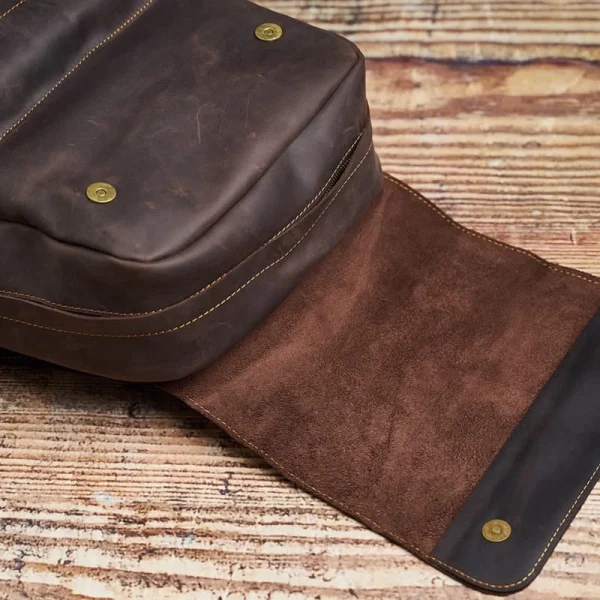 Mens Vintage Leather Backpack For Work - Image 7