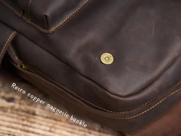 Mens Vintage Leather Backpack For Work - Image 8