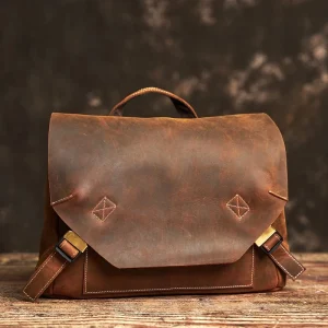 Vintage Leather Laptop Messenger Bag