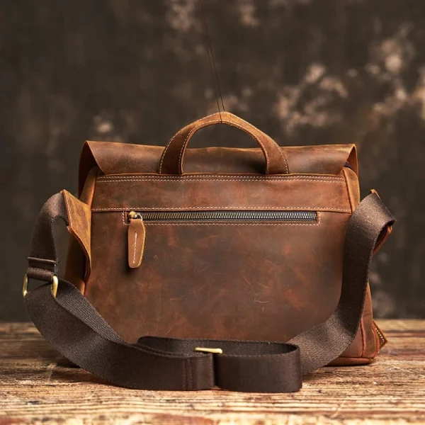 Vintage Leather Laptop Messenger Bag - Image 3