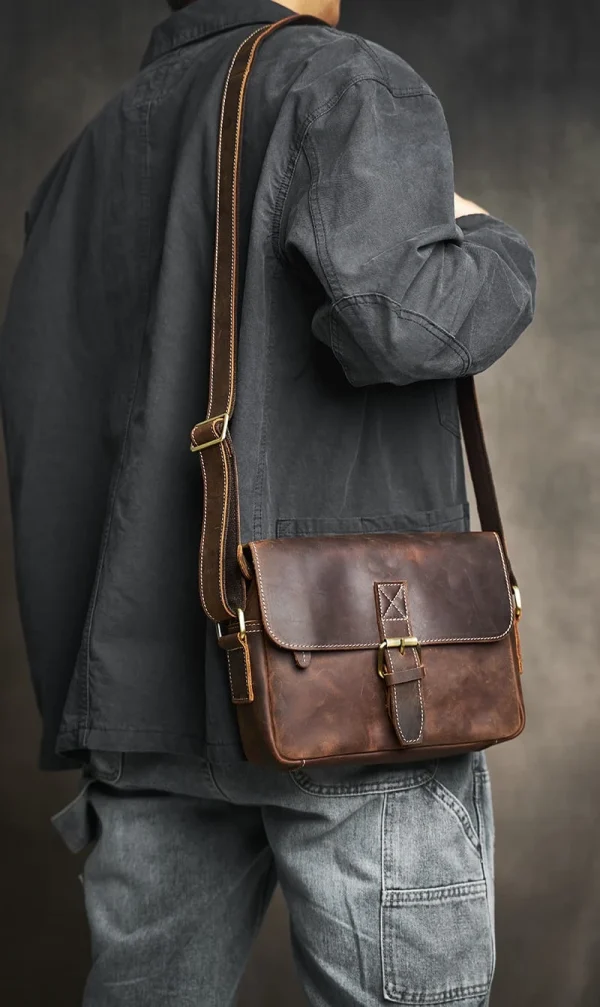 Small Messenger Bag Crossbody Leather For Men - Image 5