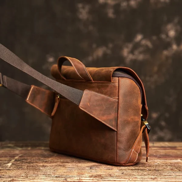 Vintage Leather Laptop Messenger Bag - Image 4