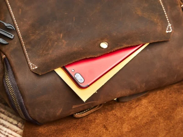 Vintage Leather Laptop Messenger Bag - Image 12