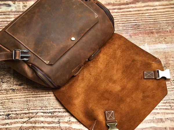 Vintage Leather Laptop Messenger Bag - Image 9