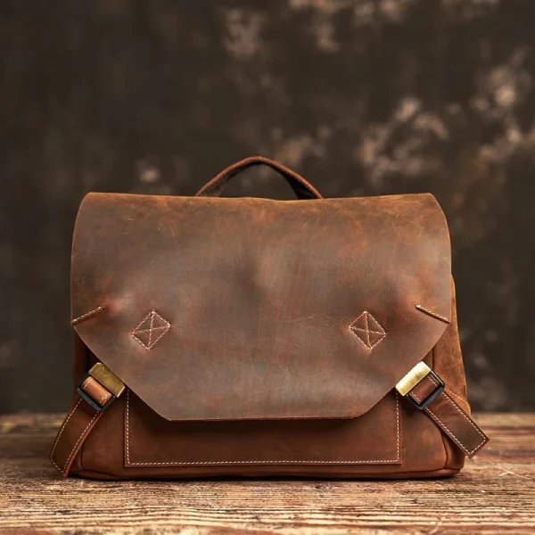 Vintage Leather Laptop Messenger Bag - Image 2