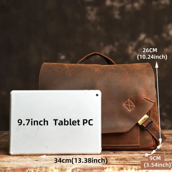 Vintage Leather Laptop Messenger Bag - Image 5