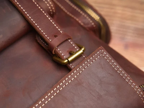 Vintage Large Leather Backpack - Image 13