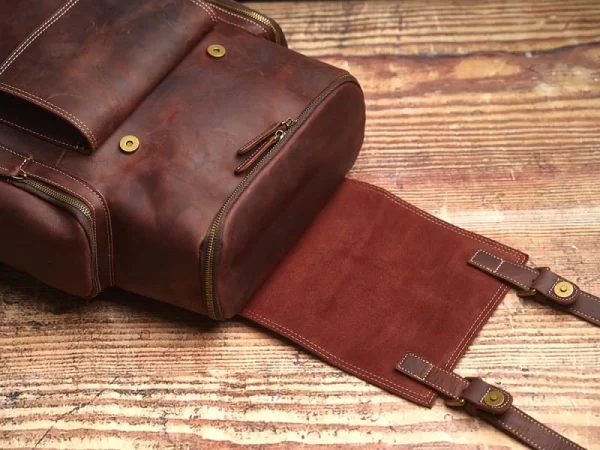 Vintage Large Leather Backpack - Image 10