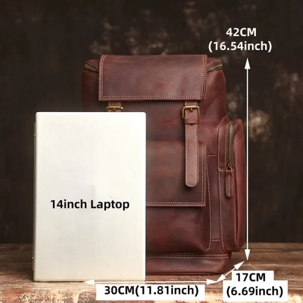 Vintage Large Leather Backpack - Image 4