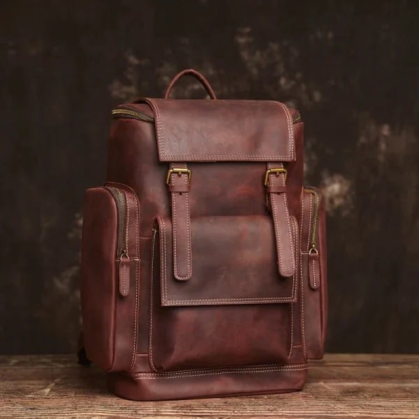 Vintage Large Leather Backpack - Image 2