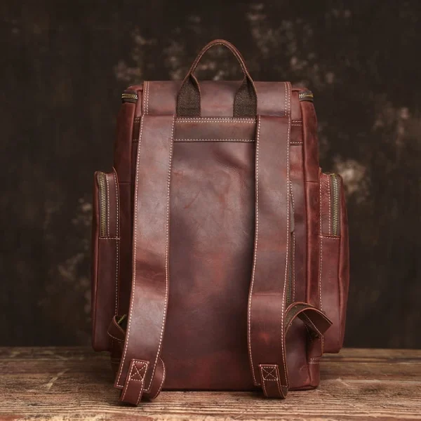 Vintage Large Leather Backpack - Image 3
