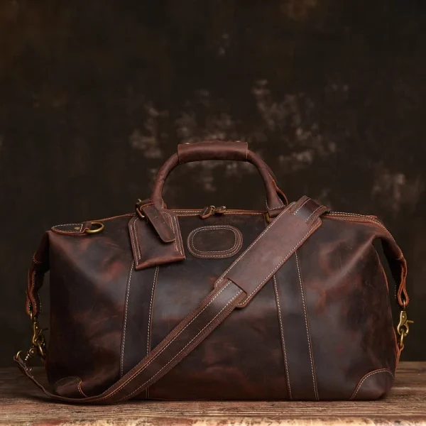 Vintage Duffle Bag Leather | Handmade Leather Duffle Bag - Image 2