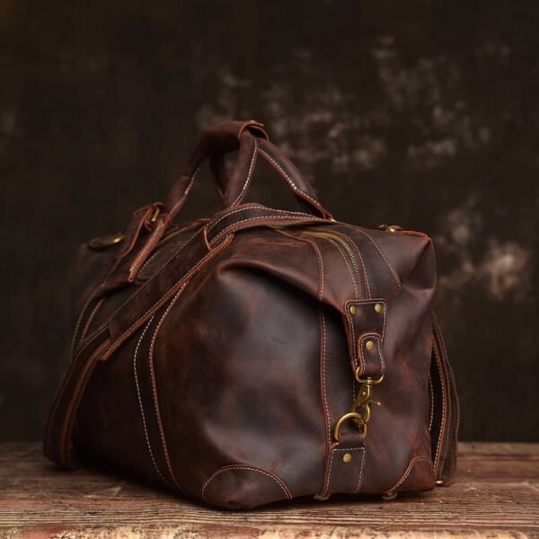 Vintage Duffle Bag Leather | Handmade Leather Duffle Bag - Image 4