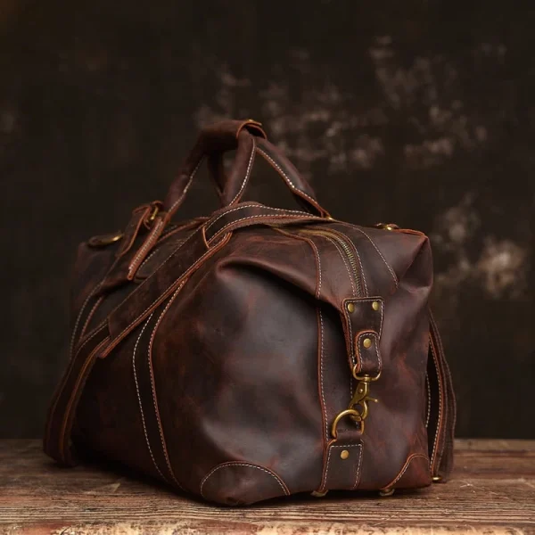 Vintage Duffle Bag Leather | Handmade Leather Duffle Bag - Image 3
