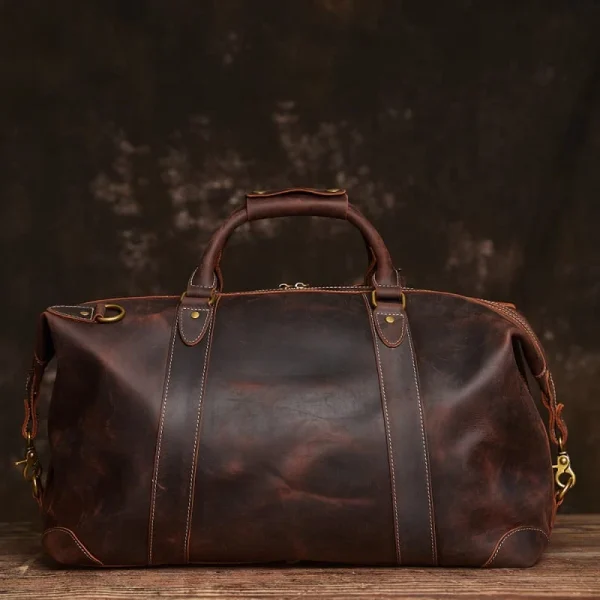 Vintage Duffle Bag Leather | Handmade Leather Duffle Bag - Image 4