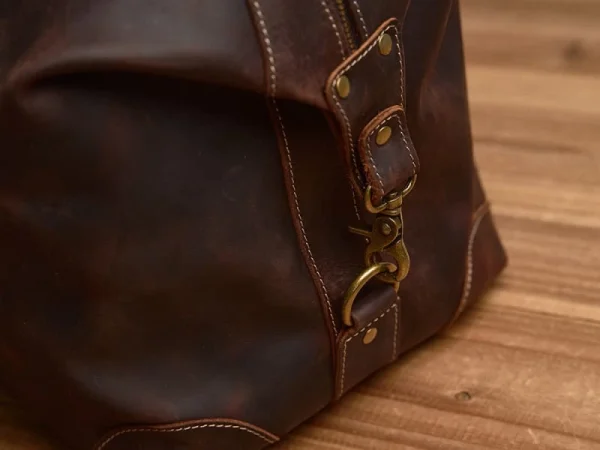 Vintage Duffle Bag Leather | Handmade Leather Duffle Bag - Image 12