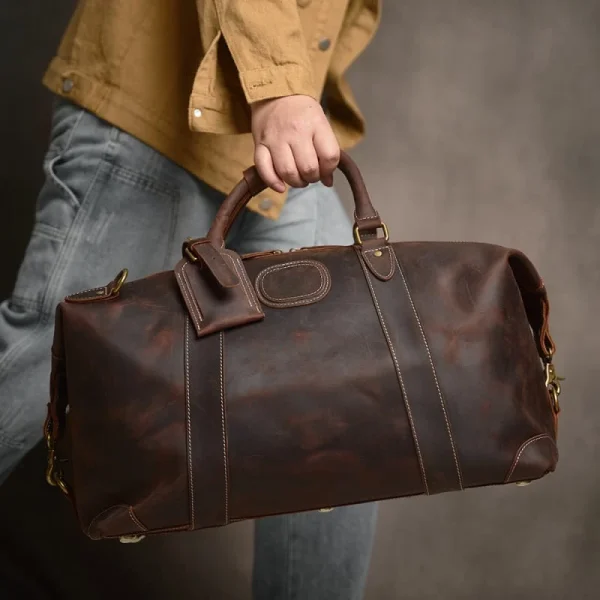 Vintage Duffle Bag Leather | Handmade Leather Duffle Bag - Image 6