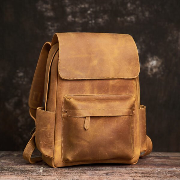 Mens Vintage Leather Backpack For Work - Image 16