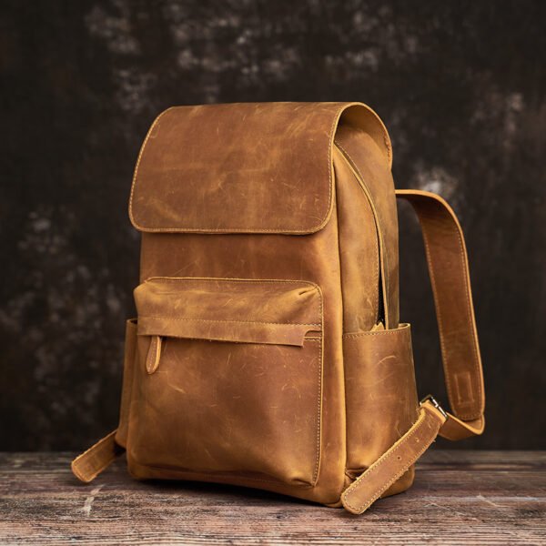 Mens Vintage Leather Backpack For Work - Image 17