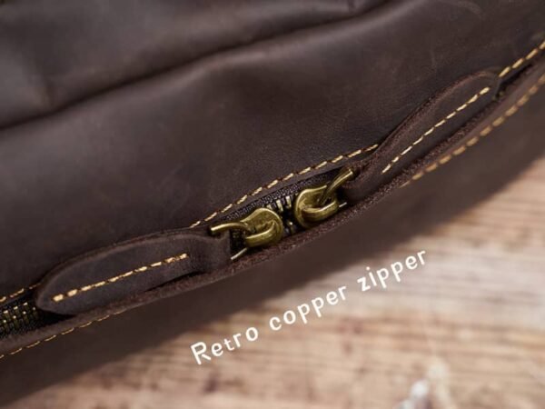 Mens Vintage Leather Backpack For Work - Image 11