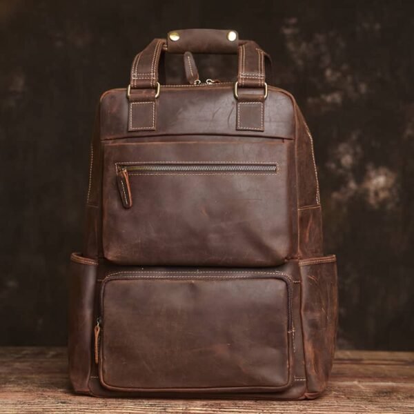 Vintage Large Leather Backpack | With Carry Handle - Image 3