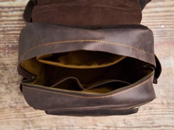 Mens Vintage Leather Backpack For Work - Image 14