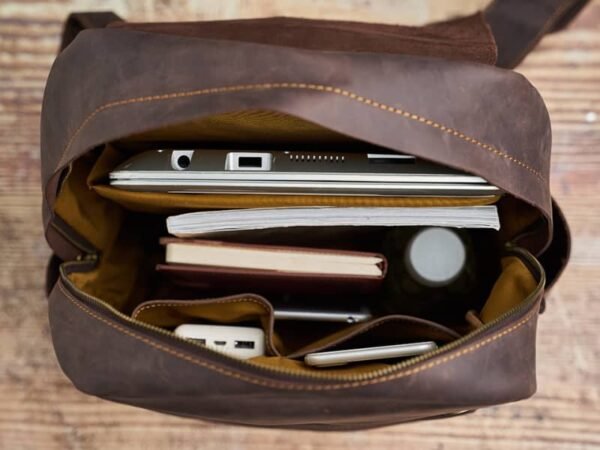 Mens Vintage Leather Backpack For Work - Image 15