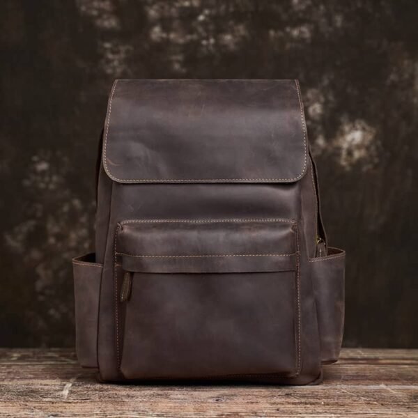 Mens Vintage Leather Backpack For Work - Image 2