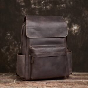 Mens Vintage Leather Backpack For Work