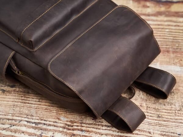 Mens Vintage Leather Backpack For Work - Image 7