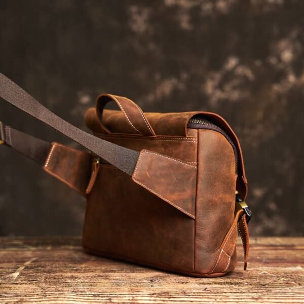 Vintage Leather Laptop Messenger Bag - Image 8