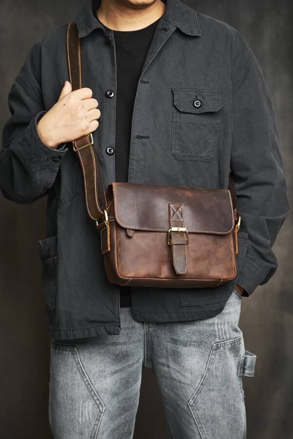 Small Messenger Bag Crossbody Leather For Men - Image 4